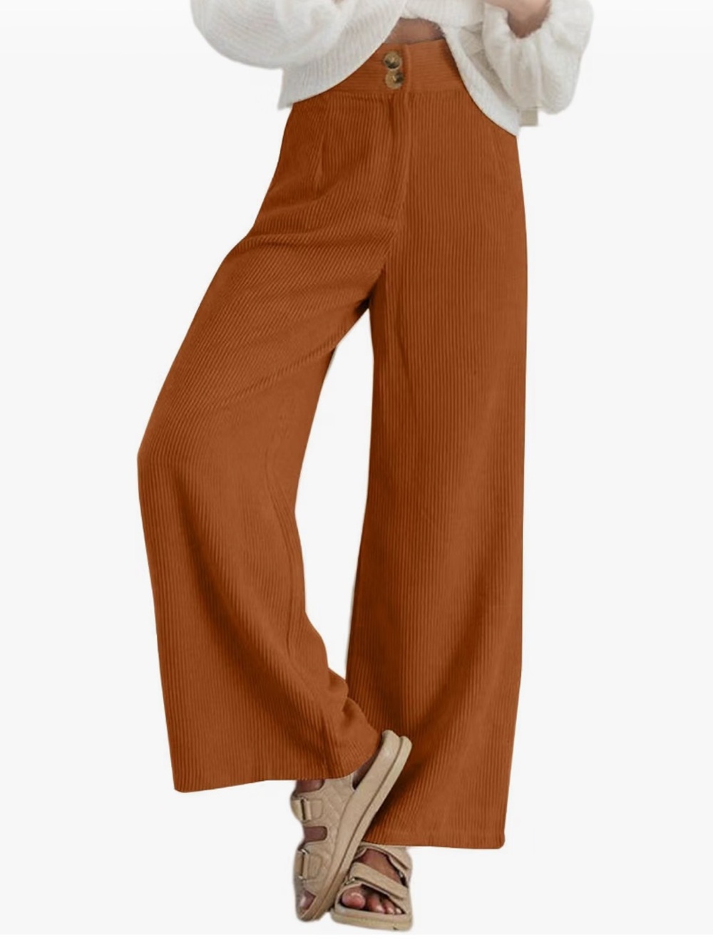 Fall Tan burnt orange corduroy trouser wide leg pants size medium